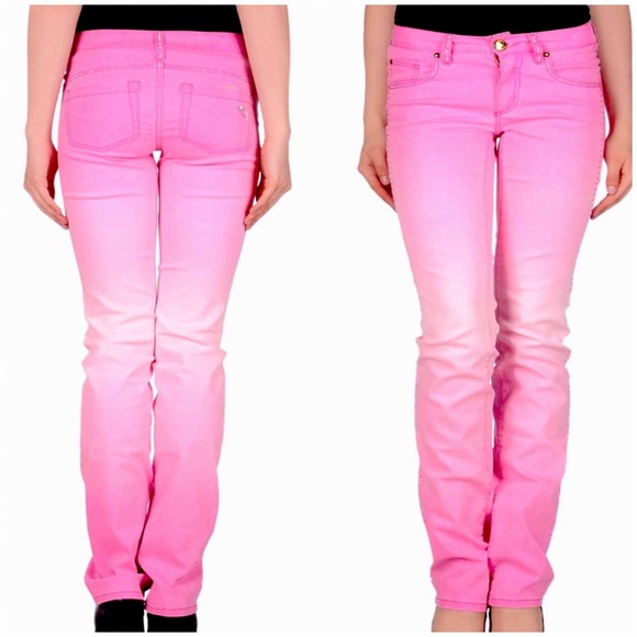 Barbie pink metallic gradient ombre Italian Angelo Marani rhinestones pants - Picture 1 of 10